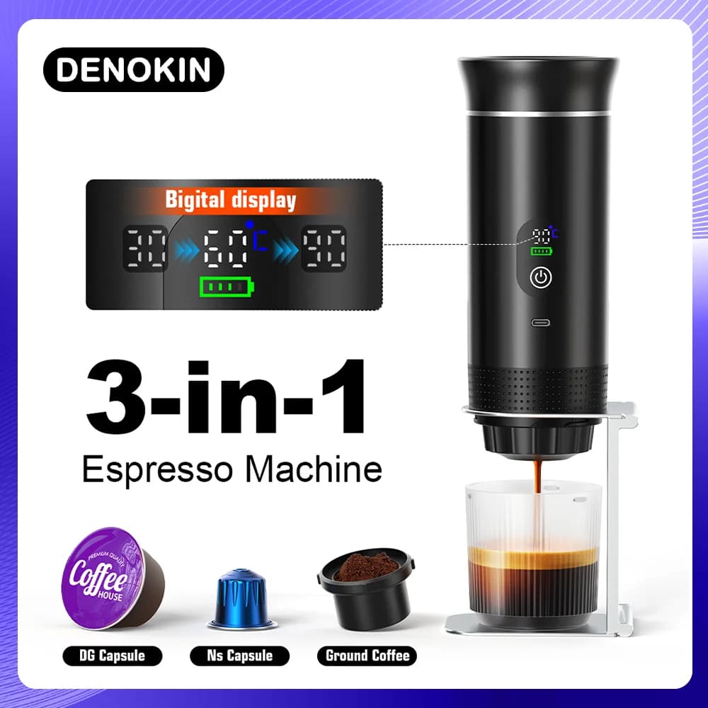 Bærbar espressokaffemaskine 3-i-1