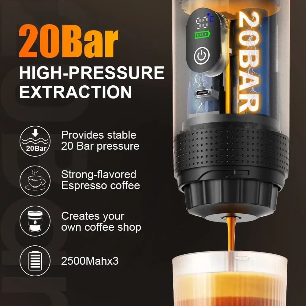 Bærbar espressokaffemaskine 3-i-1