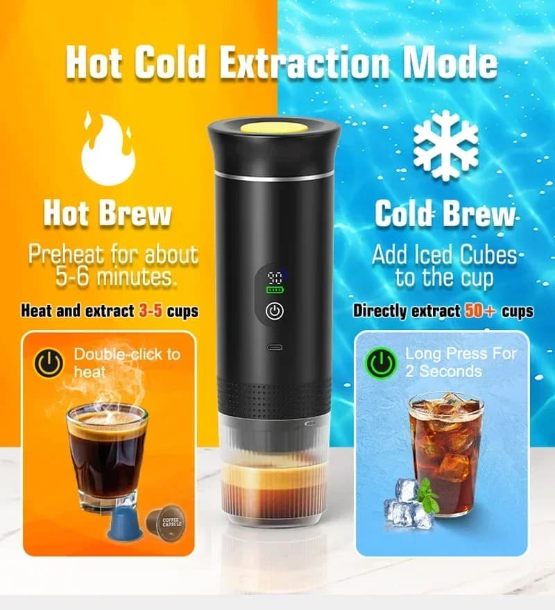 Bærbar espressokaffemaskine 3-i-1