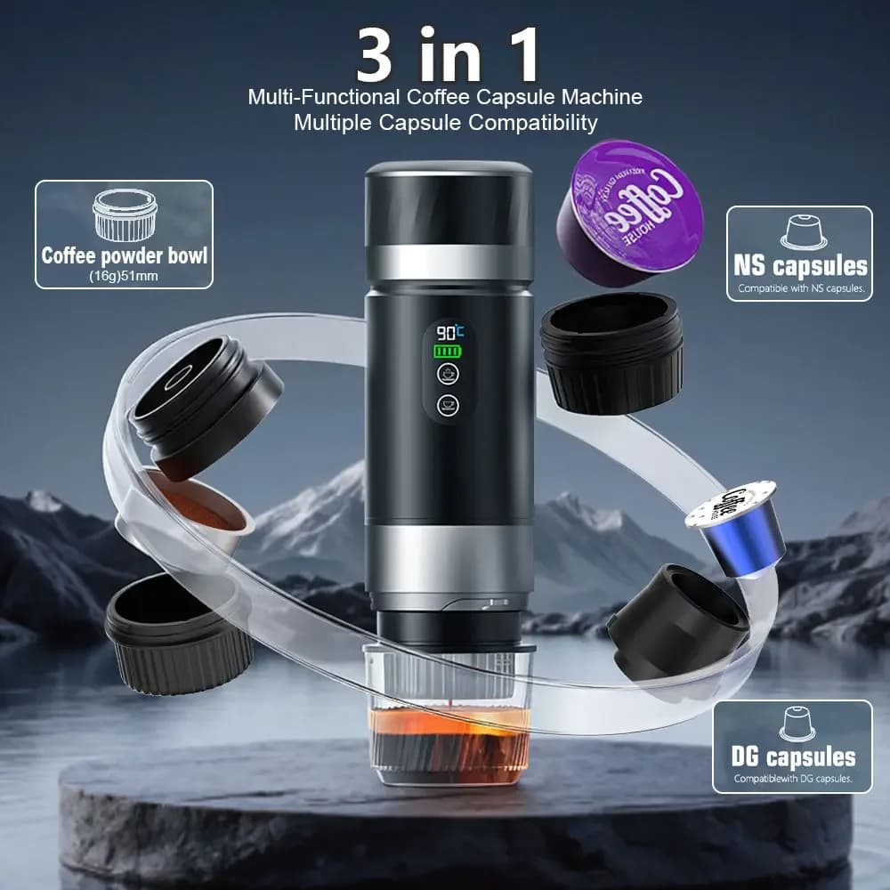 Bærbar espressokaffemaskine 3-i-1