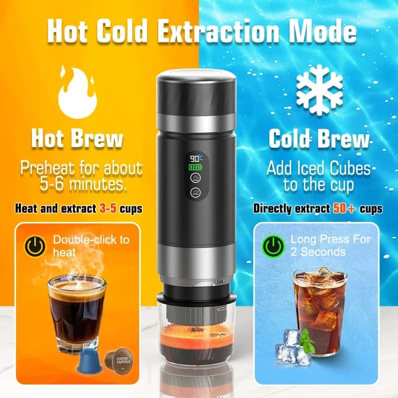 Bærbar espressokaffemaskine 3-i-1