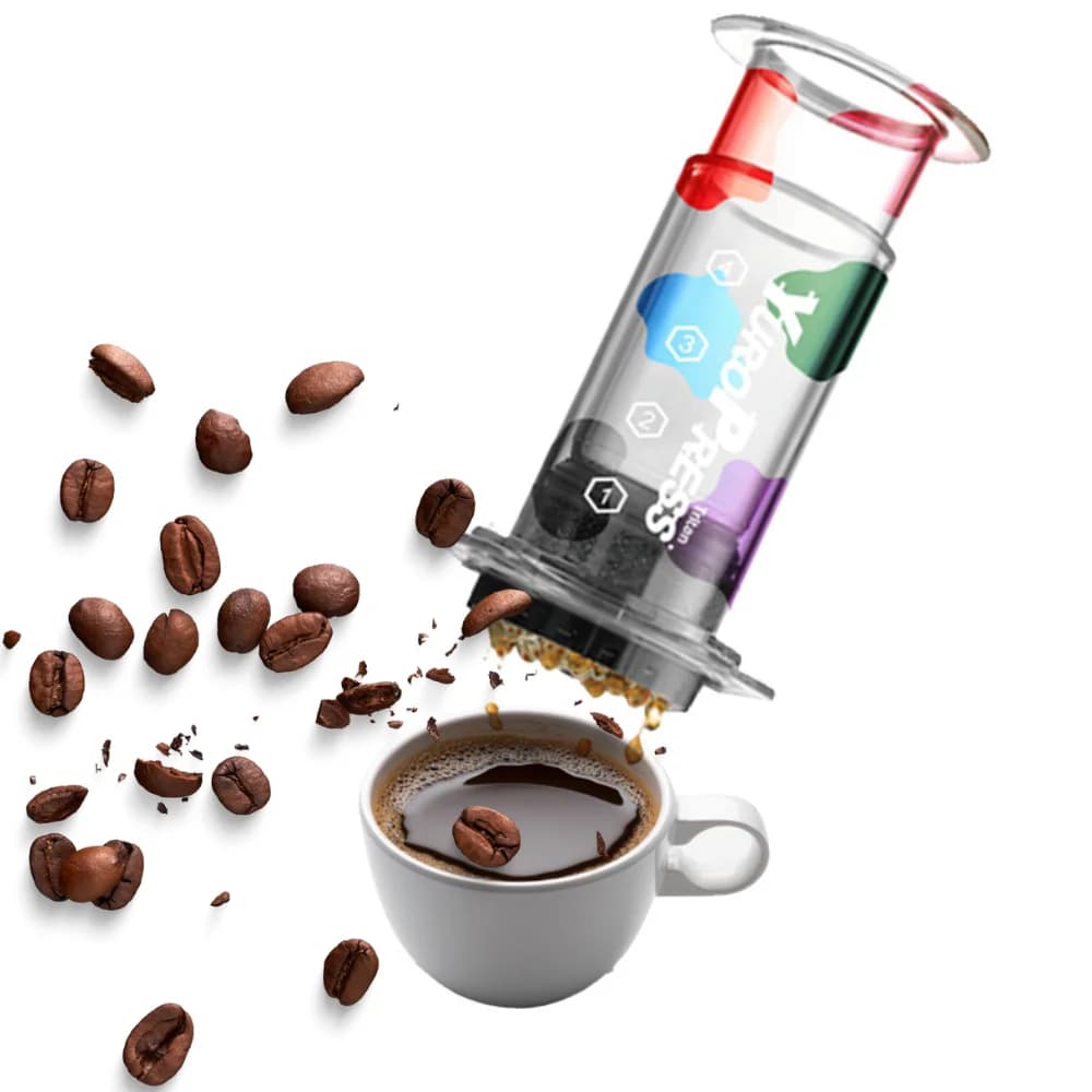 Bærbar kaffepresse med tryk