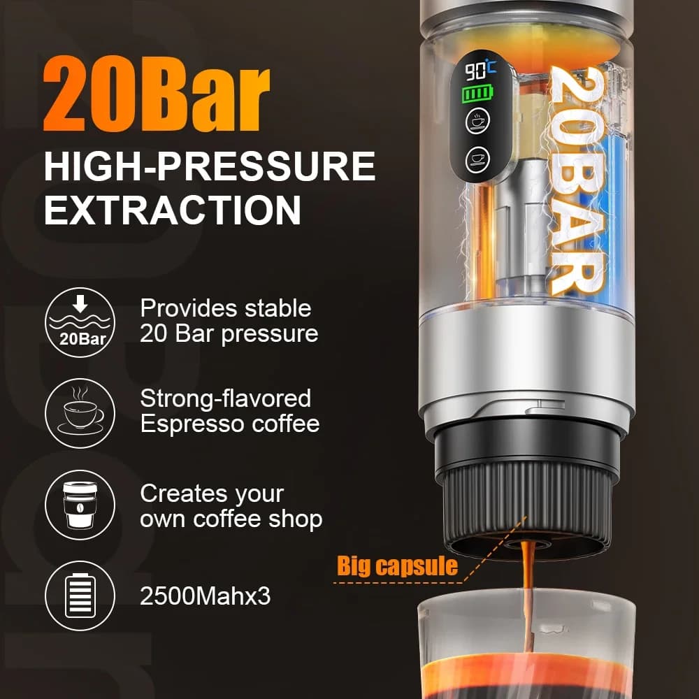 Bærbar espressokaffemaskine 3-i-1